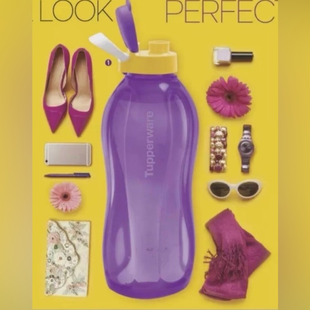 New Tupperware  Eco Water Bottle 2 Liter Purple & Yellow